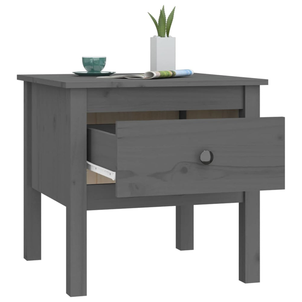 Bijzettafels 2 st 50x50x49 cm massief grenenhout grijs MeubelReus