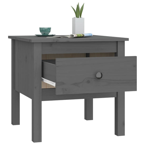 Bijzettafels 2 st 50x50x49 cm massief grenenhout grijs MeubelReus