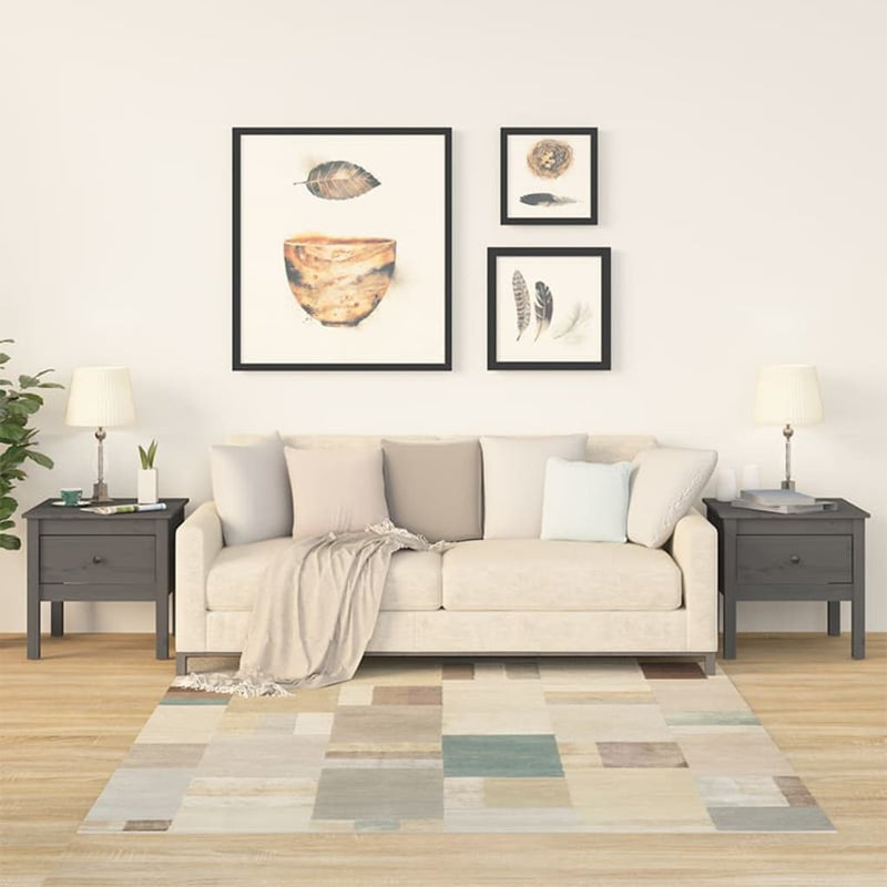 Bijzettafels 2 st 50x50x49 cm massief grenenhout grijs MeubelReus