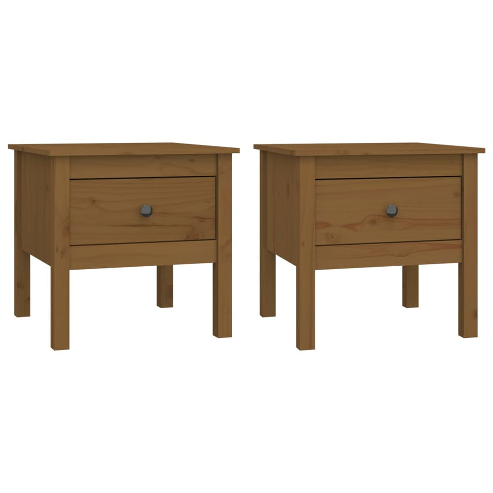 Bijzettafels 2 st 50x50x49 cm massief grenenhout honingbruin MeubelReus