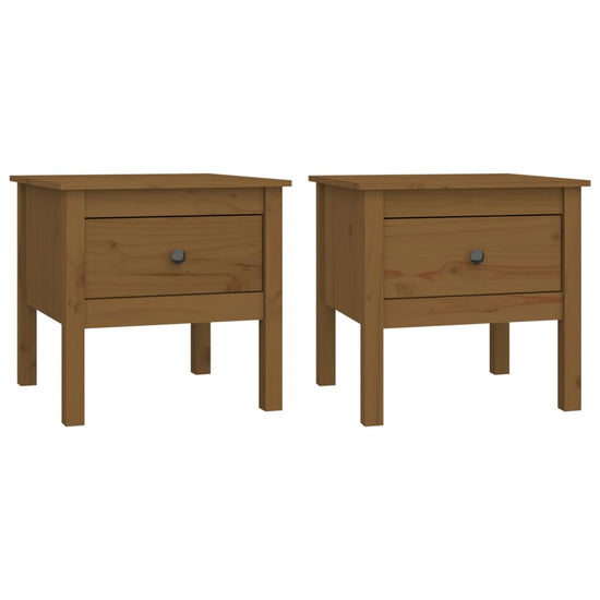 Bijzettafels 2 st 50x50x49 cm massief grenenhout honingbruin MeubelReus