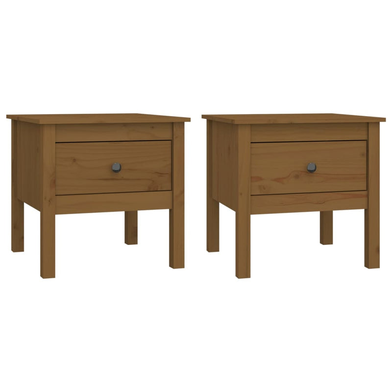Bijzettafels 2 st 50x50x49 cm massief grenenhout honingbruin MeubelReus