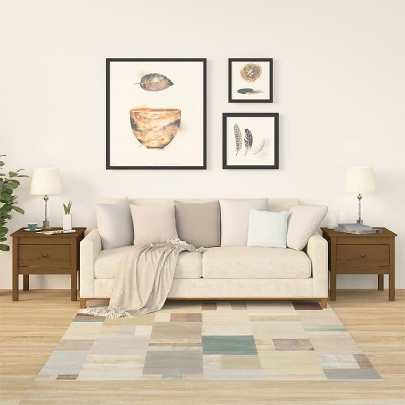 Bijzettafels 2 st 50x50x49 cm massief grenenhout honingbruin MeubelReus