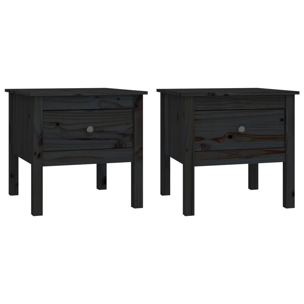 Bijzettafels 2 st 50x50x49 cm massief grenenhout zwart MeubelReus