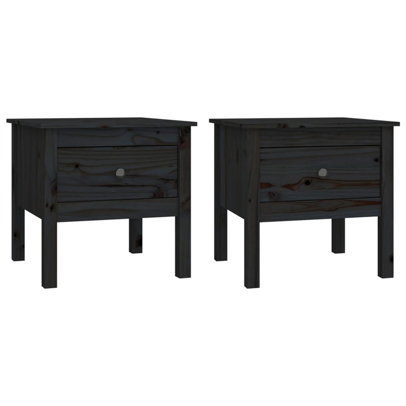Bijzettafels 2 st 50x50x49 cm massief grenenhout zwart MeubelReus