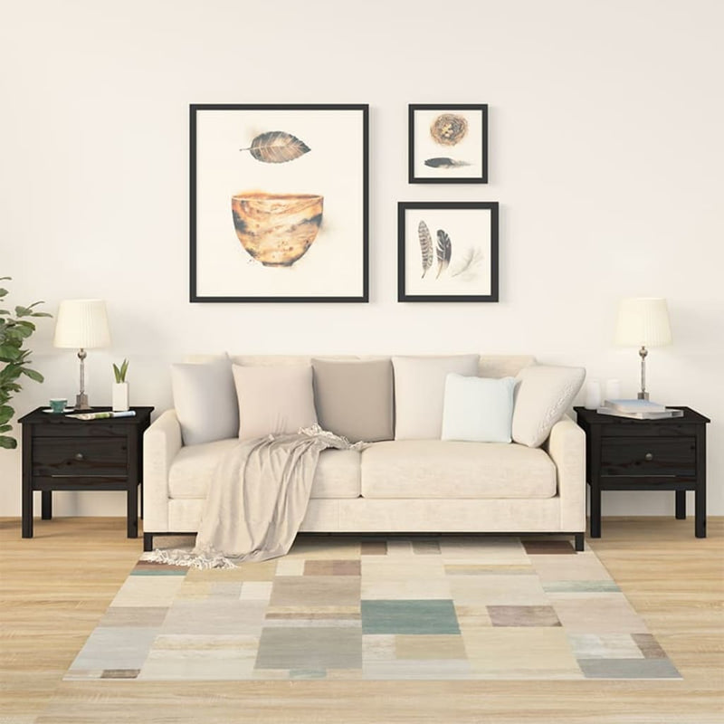 Bijzettafels 2 st 50x50x49 cm massief grenenhout zwart MeubelReus