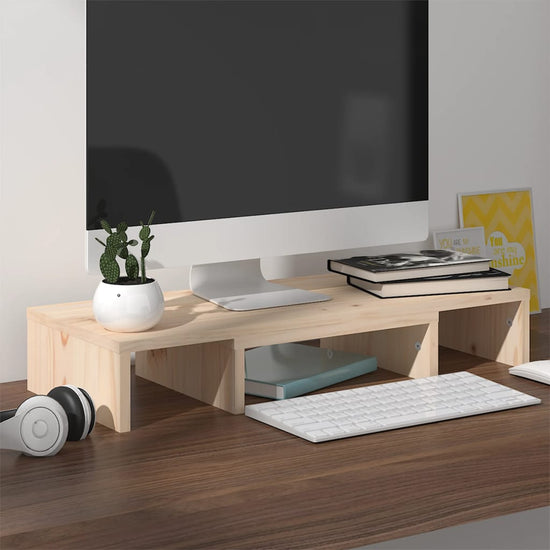 Monitorstandaard 60x24x10,5 cm massief grenenhout MeubelReus