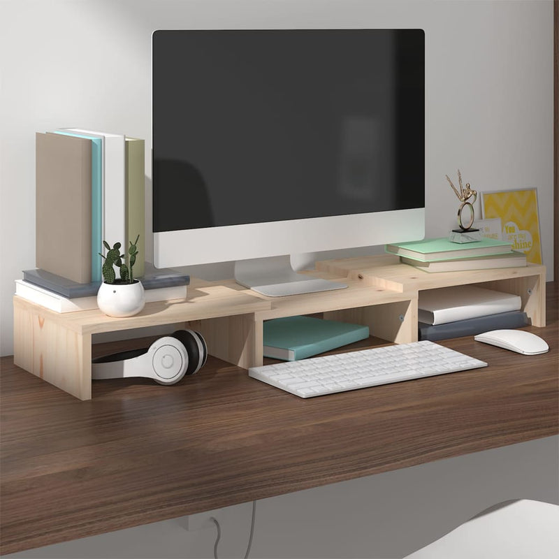 Monitorstandaard 60x24x10,5 cm massief grenenhout MeubelReus