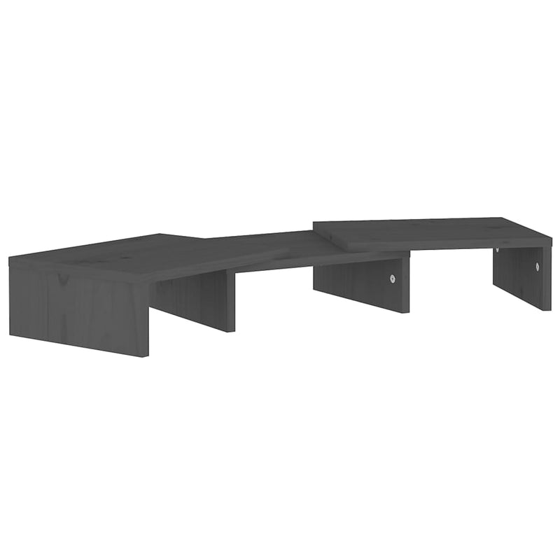 Monitorstandaard 60x24x10,5 cm massief grenenhout grijs MeubelReus