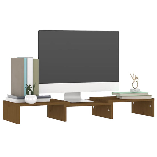 Monitorstandaard 60x24x10,5 cm massief grenenhout honingbruin MeubelReus