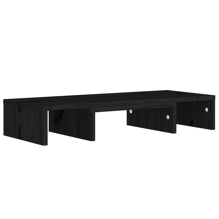 Monitorstandaard 60x24x10,5 cm massief grenenhout zwart MeubelReus
