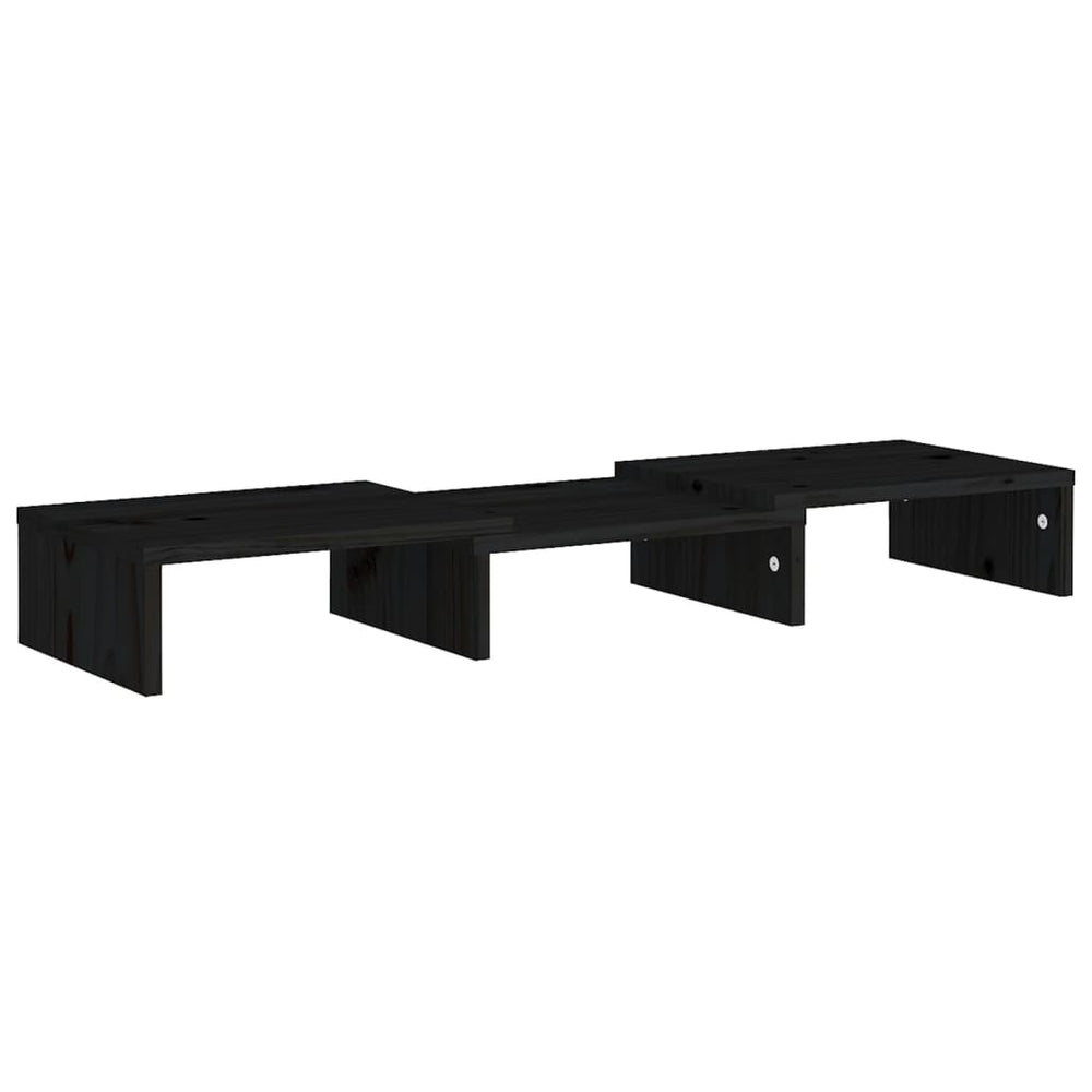 Monitorstandaard 60x24x10,5 cm massief grenenhout zwart MeubelReus