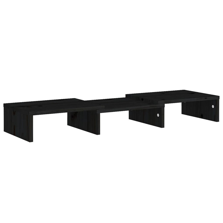 Monitorstandaard 60x24x10,5 cm massief grenenhout zwart MeubelReus