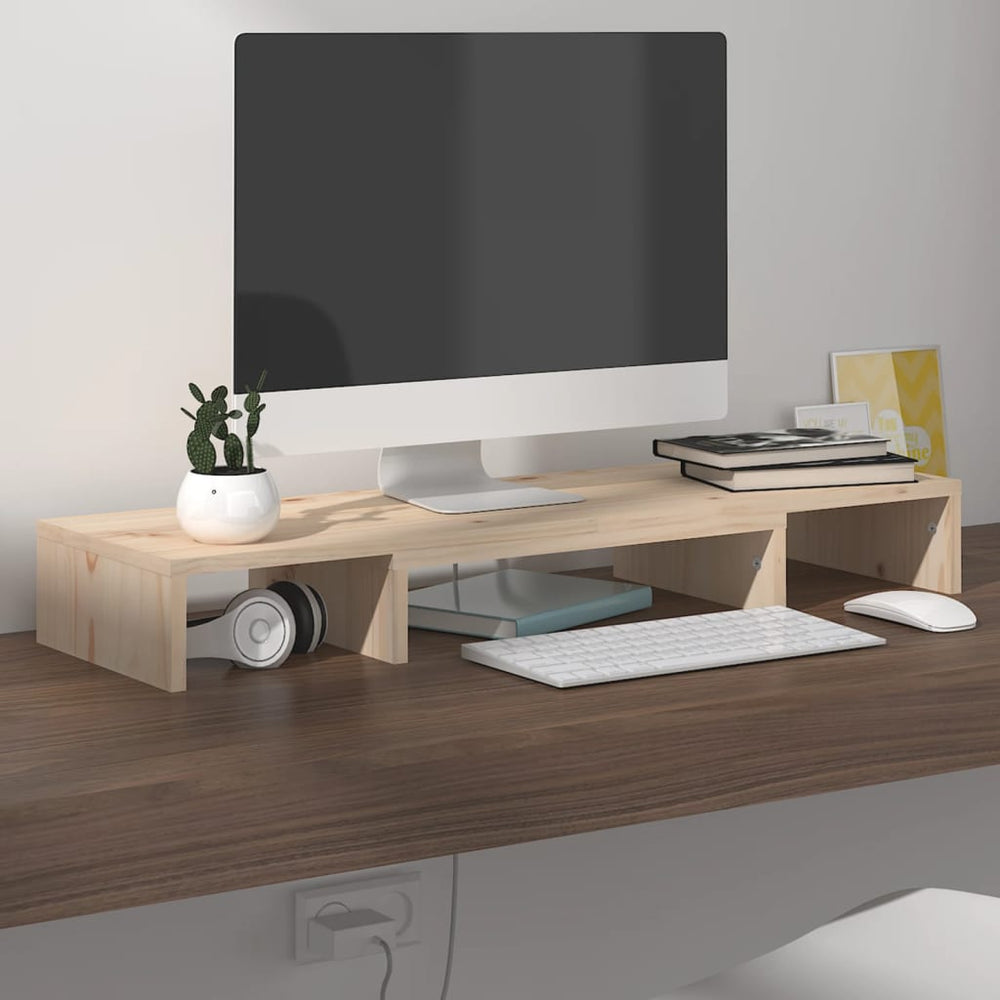 Monitorstandaard 80x24x10,5 cm massief grenenhout MeubelReus