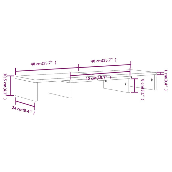 Monitorstandaard 80x24x10,5 cm massief grenenhout MeubelReus