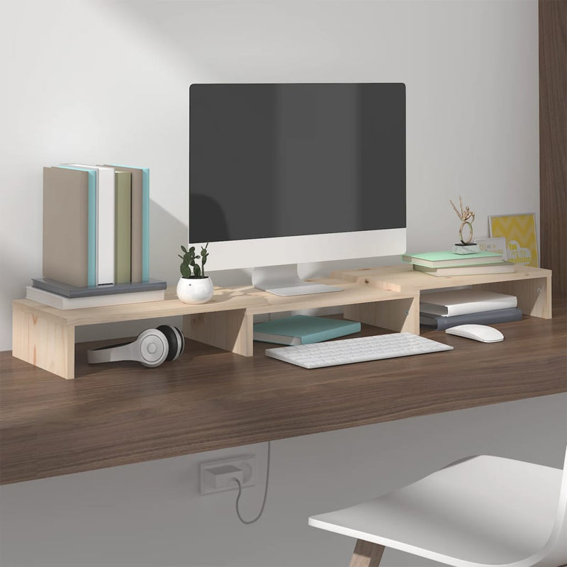 Monitorstandaard 80x24x10,5 cm massief grenenhout MeubelReus