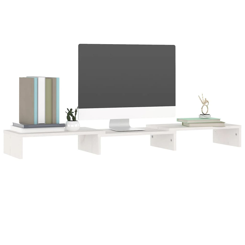 Monitorstandaard 80x24x10,5 cm massief grenenhout wit MeubelReus
