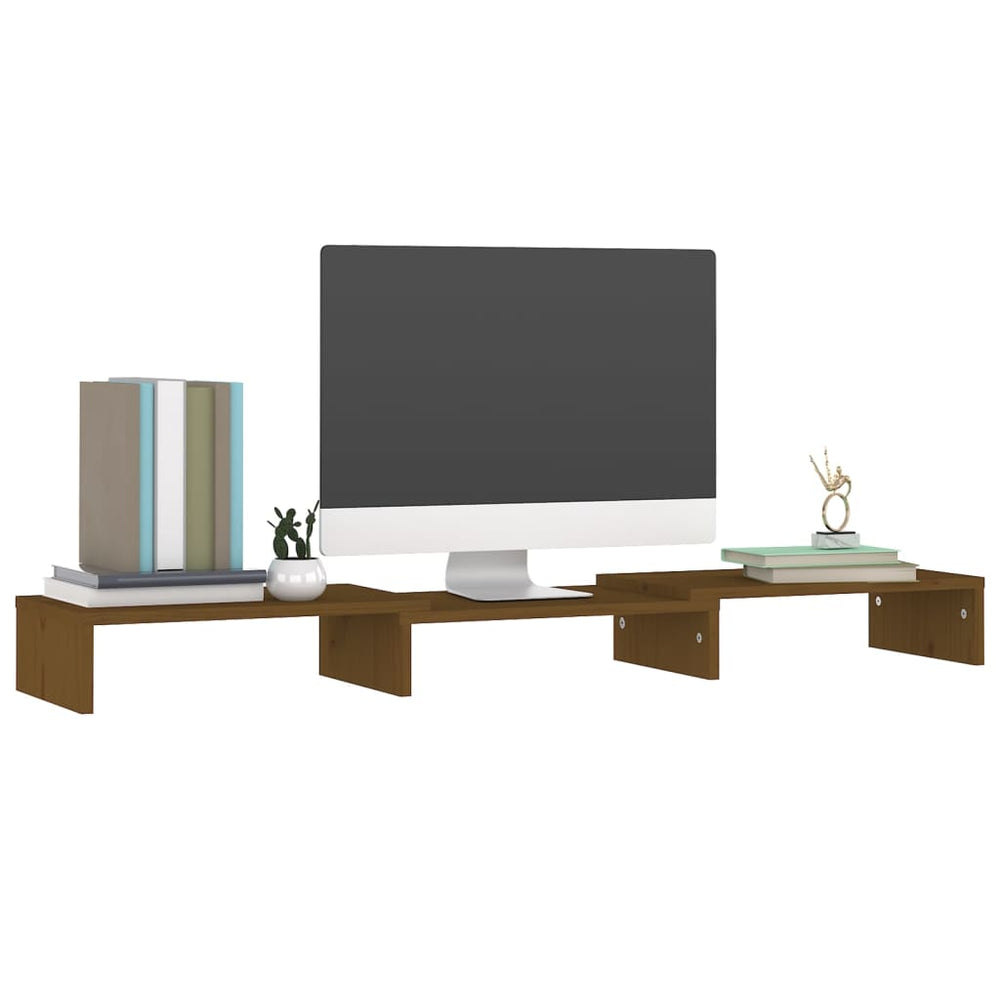 Monitorstandaard 80x24x10,5 cm massief grenenhout honingbruin MeubelReus