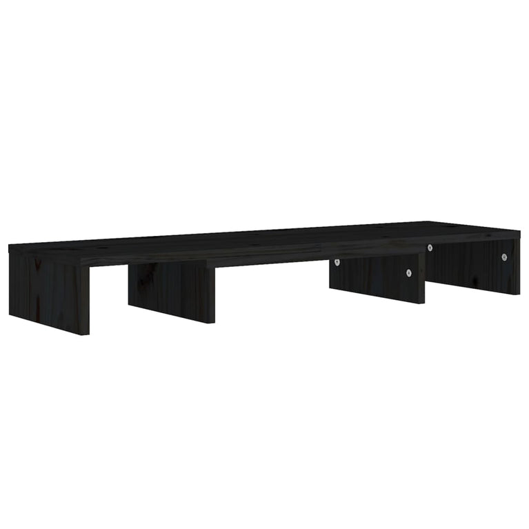 Monitorstandaard 80x24x10,5 cm massief grenenhout zwart MeubelReus