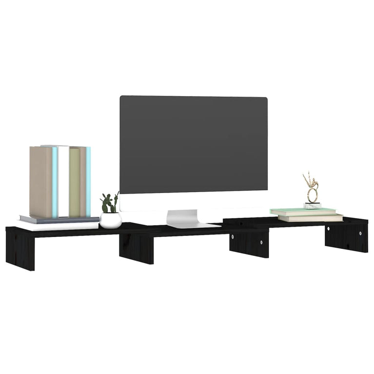 Monitorstandaard 80x24x10,5 cm massief grenenhout zwart MeubelReus