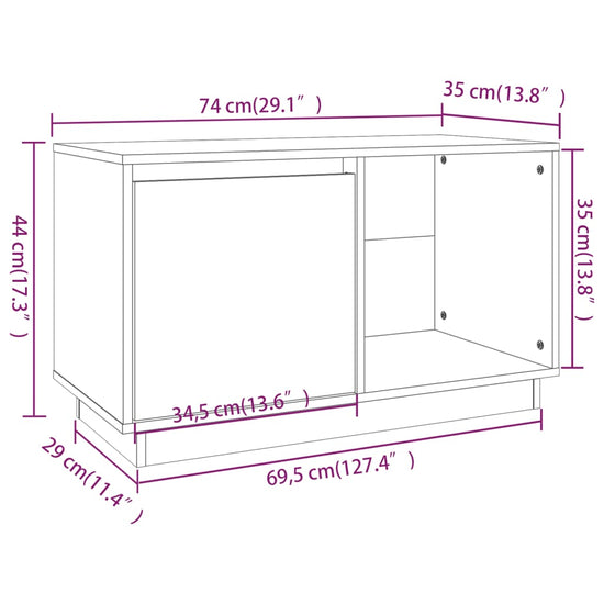 Tv-meubel 74x35x44 cm massief grenenhout MeubelReus