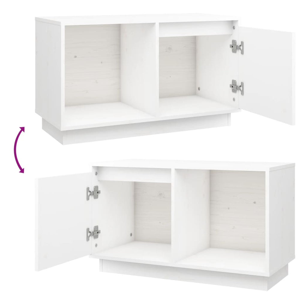 Tv-meubel 74x35x44 cm massief grenenhout wit MeubelReus