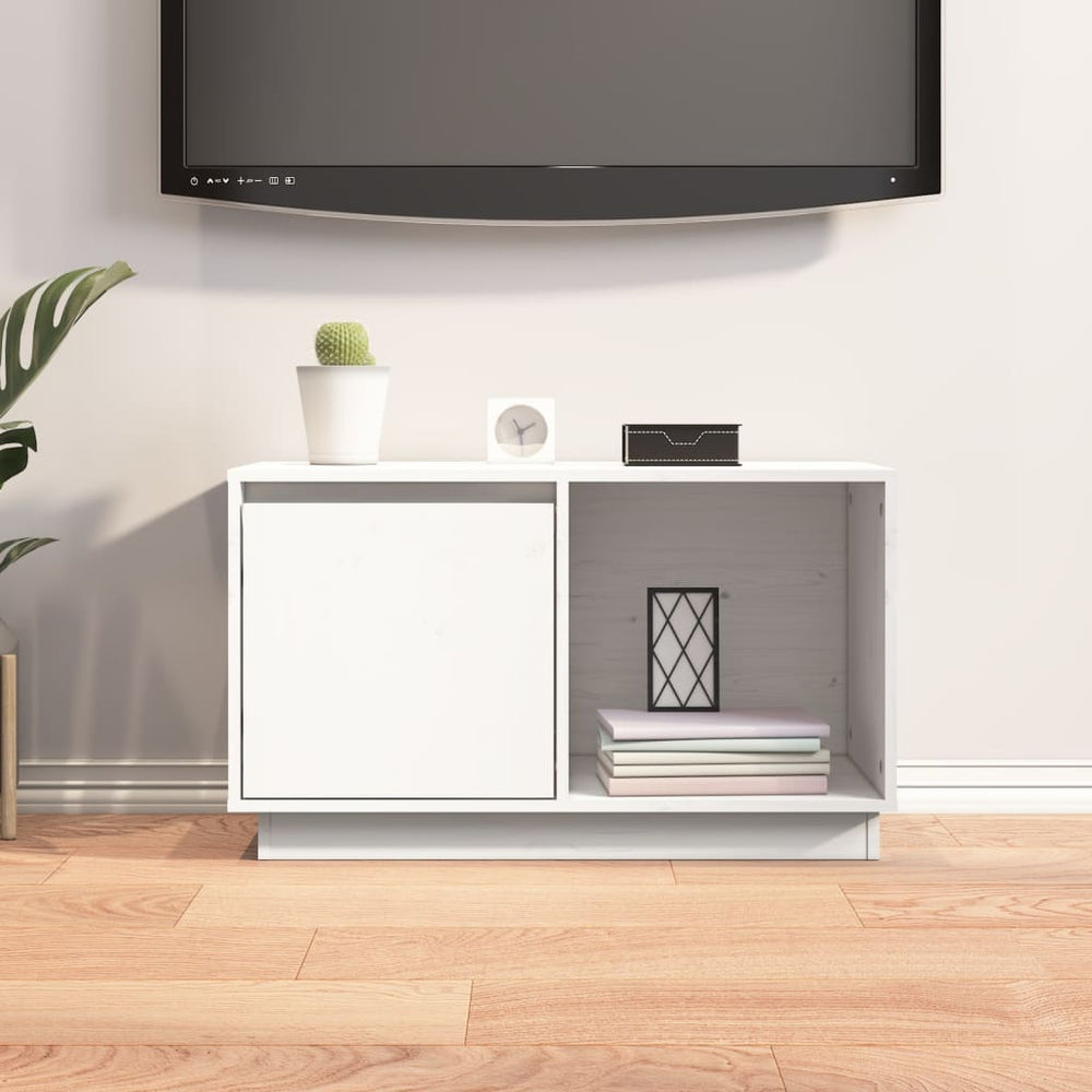 Tv-meubel 74x35x44 cm massief grenenhout wit MeubelReus