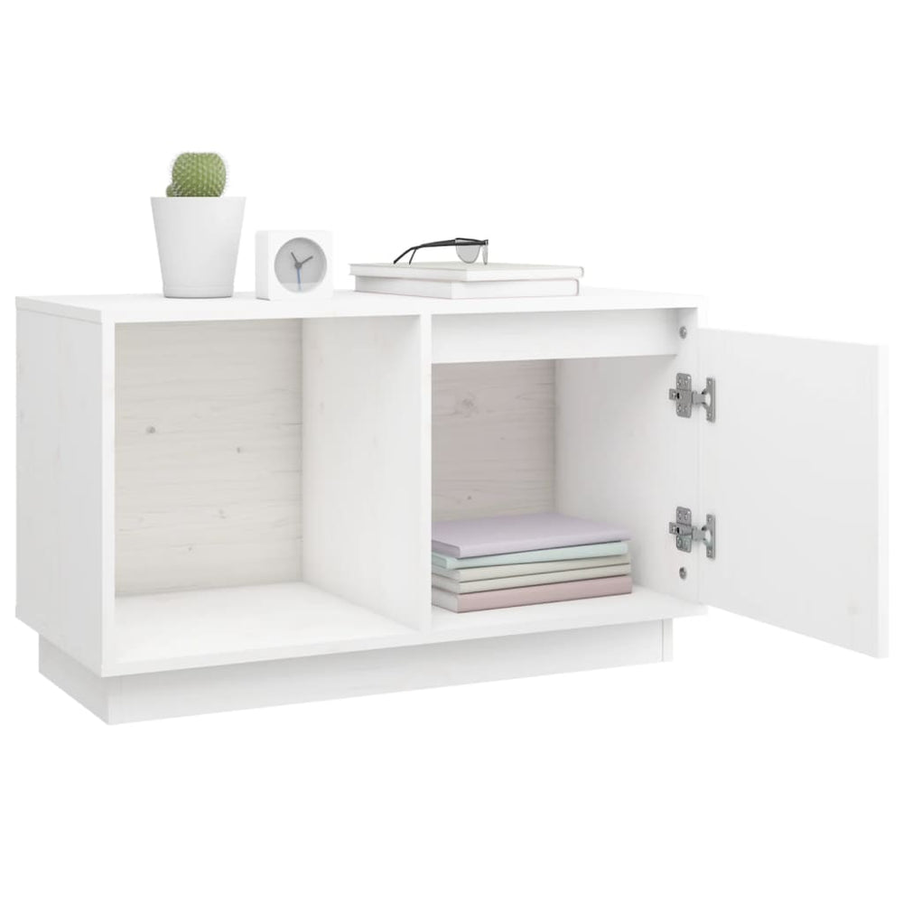 Tv-meubel 74x35x44 cm massief grenenhout wit MeubelReus