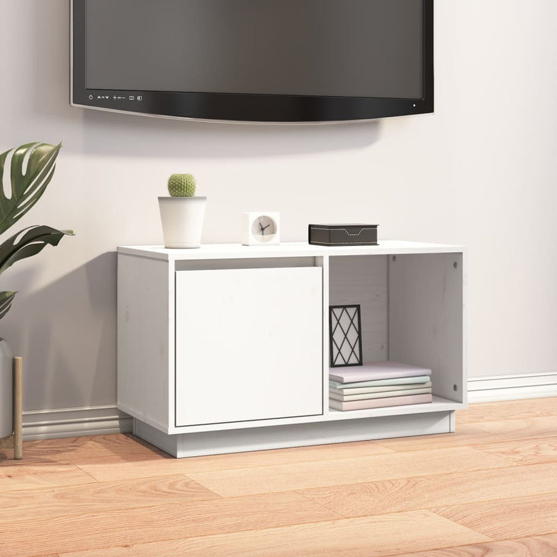 Tv-meubel 74x35x44 cm massief grenenhout wit MeubelReus