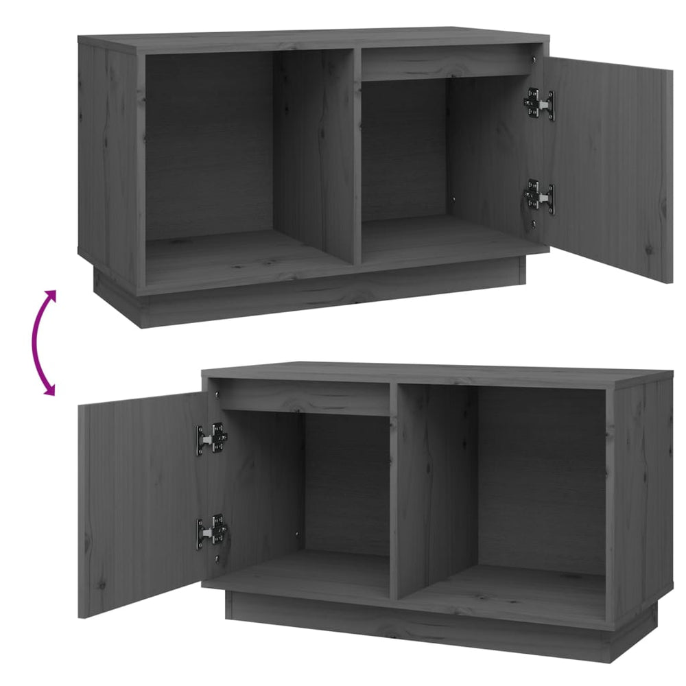 Tv-meubel 74x35x44 cm massief grenenhout grijs MeubelReus