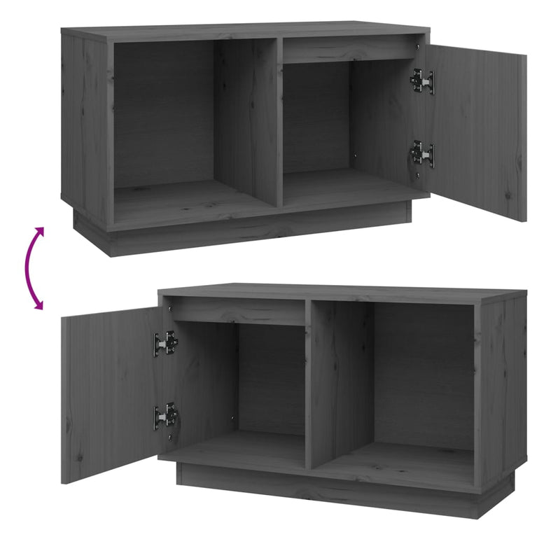Tv-meubel 74x35x44 cm massief grenenhout grijs MeubelReus