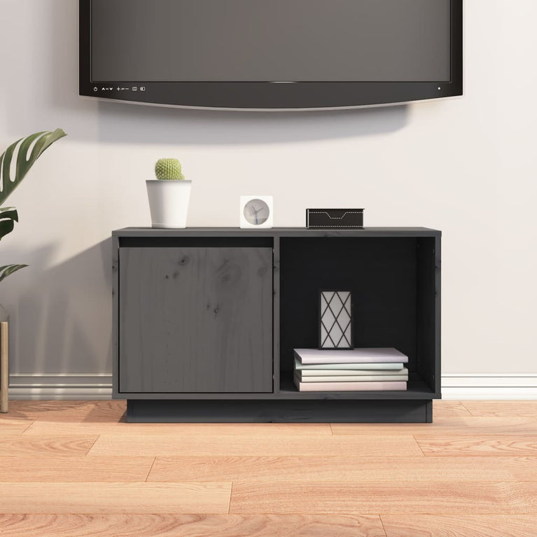 Tv-meubel 74x35x44 cm massief grenenhout grijs MeubelReus