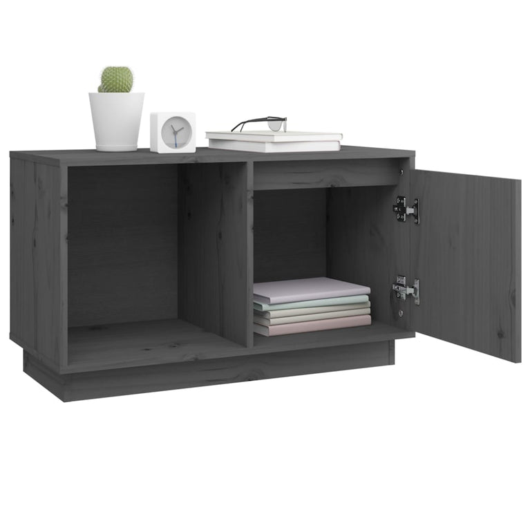 Tv-meubel 74x35x44 cm massief grenenhout grijs MeubelReus