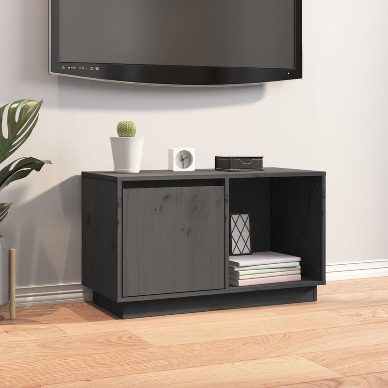 Tv-meubel 74x35x44 cm massief grenenhout grijs MeubelReus