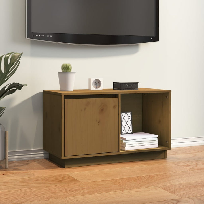 Tv-meubel 74x35x44 cm massief grenenhout honingbruin MeubelReus
