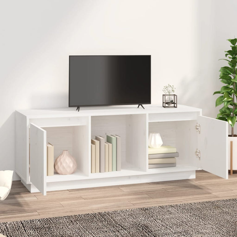 Tv-meubel 110,5x35x44 cm massief grenenhout wit MeubelReus