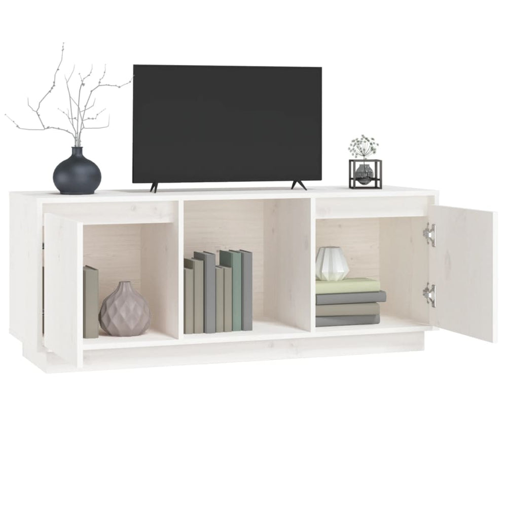 Tv-meubel 110,5x35x44 cm massief grenenhout wit MeubelReus