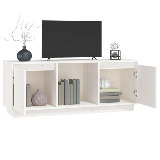 Tv-meubel 110,5x35x44 cm massief grenenhout wit MeubelReus