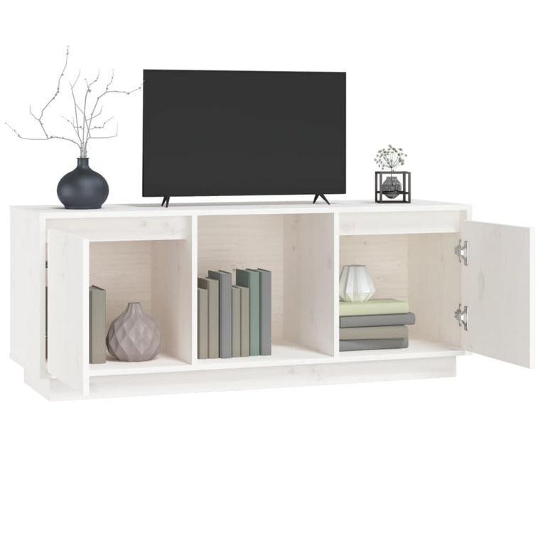 Tv-meubel 110,5x35x44 cm massief grenenhout wit MeubelReus
