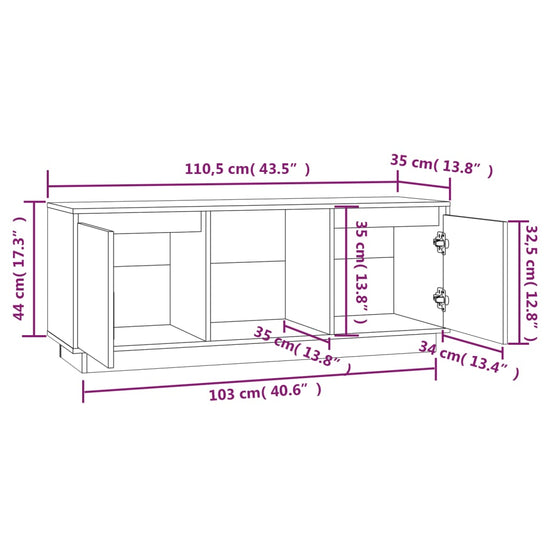 Tv-meubel 110,5x35x44 cm massief grenenhout grijs MeubelReus