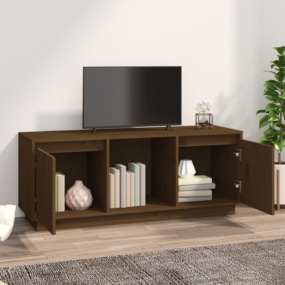 Tv-meubel 110,5x35x44 cm massief grenenhout honingbruin MeubelReus