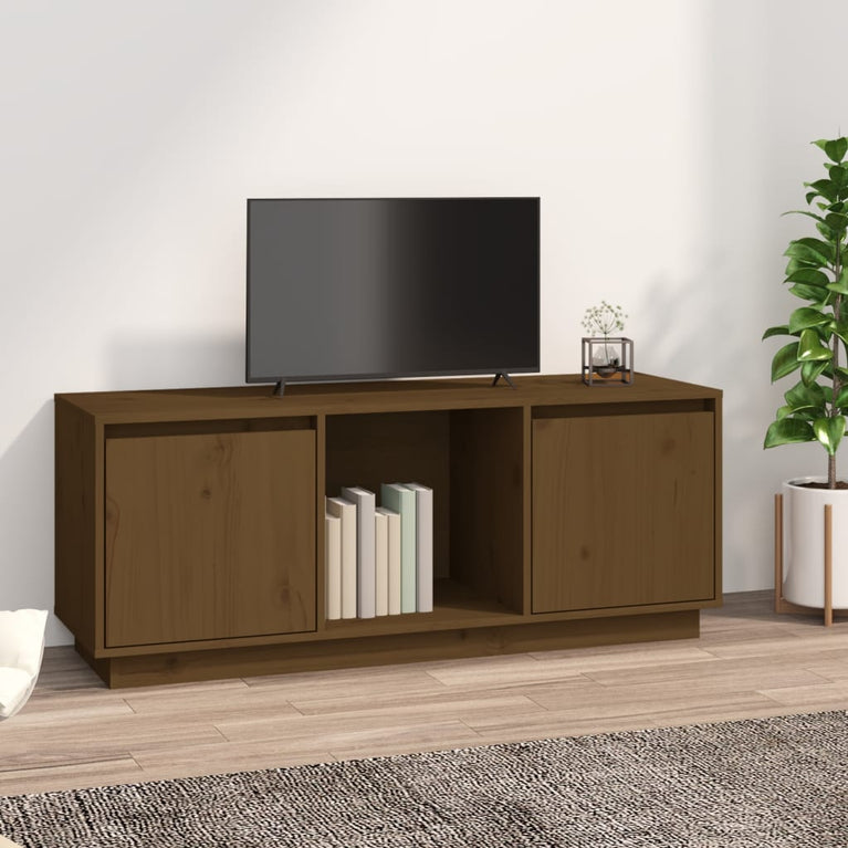 Tv-meubel 110,5x35x44 cm massief grenenhout honingbruin MeubelReus
