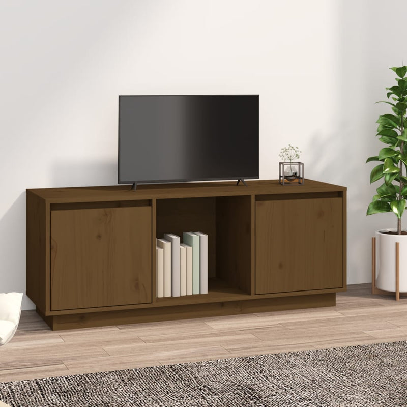 Tv-meubel 110,5x35x44 cm massief grenenhout honingbruin MeubelReus