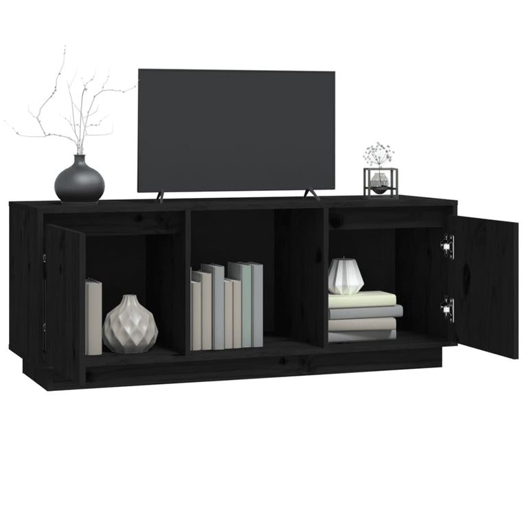 Tv-meubel 110,5x35x44 cm massief grenenhout zwart MeubelReus