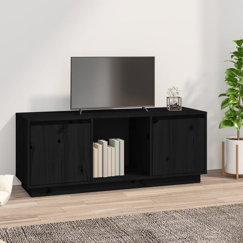 Tv-meubel 110,5x35x44 cm massief grenenhout zwart MeubelReus