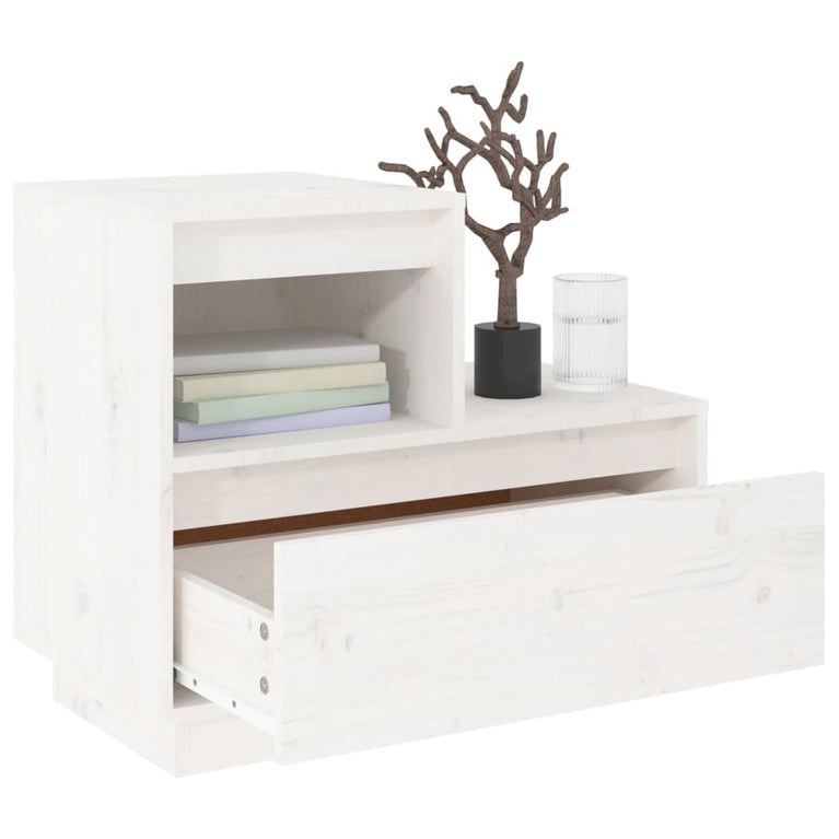 Nachtkastje 60x34x51 cm massief grenenhout wit MeubelReus