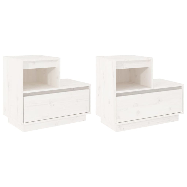 Nachtkastjes 2 st 60x34x51 cm massief grenenhout wit MeubelReus