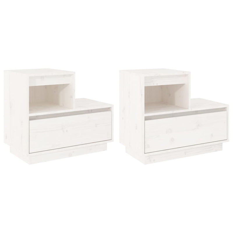 Nachtkastjes 2 st 60x34x51 cm massief grenenhout wit MeubelReus