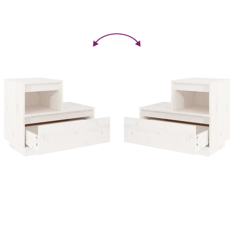 Nachtkastjes 2 st 60x34x51 cm massief grenenhout wit MeubelReus