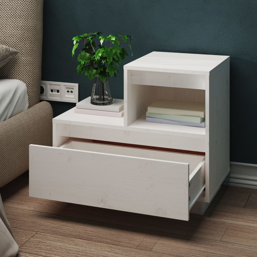 Nachtkastjes 2 st 60x34x51 cm massief grenenhout wit MeubelReus